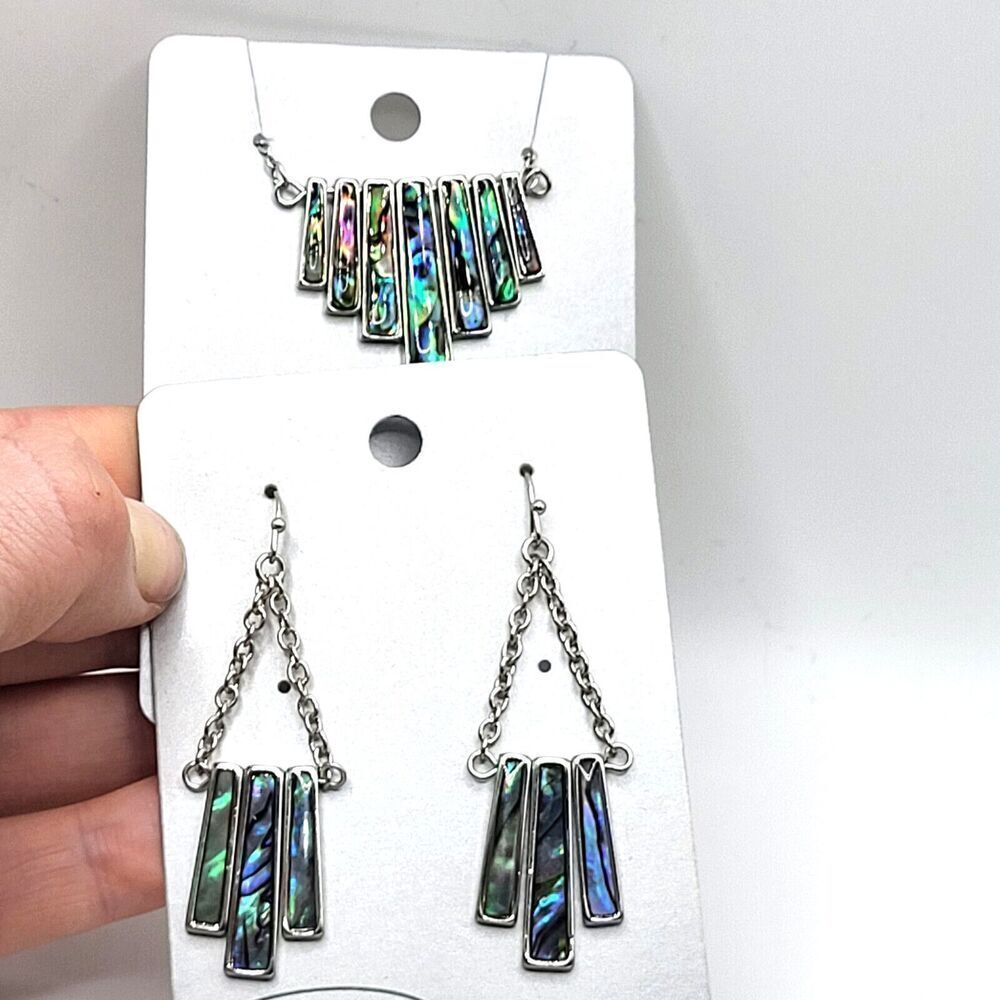 New with Tags Nature's 1 2007 Abalone Earring and Necklace Set - Picture 2 of 5